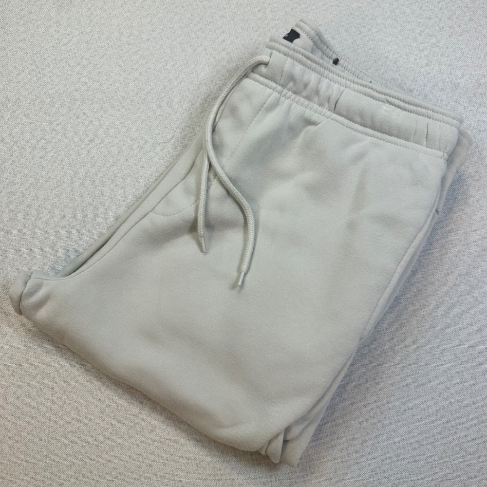 Brooklyn Cloth Joggers Mens Large Beige Polyester Fleece Sweatpants Minimalist